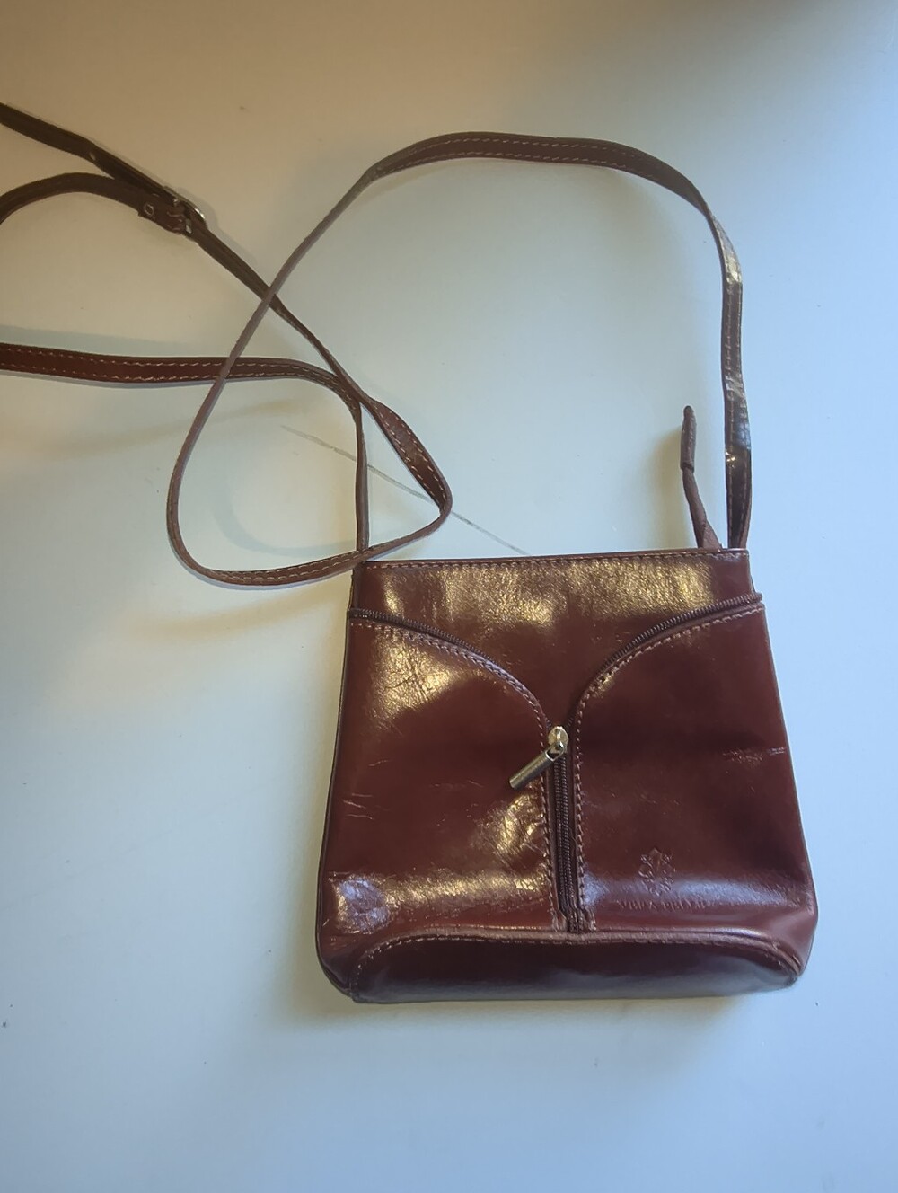 Vera Pelle Deep Brown Leather Crossbody Bag